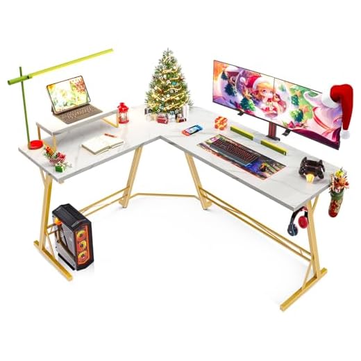 Casaottima Gaming Desk L Shaped Computer Desk, Corner Desk for Home Office with Monitor Stand 58", Laminated Marble