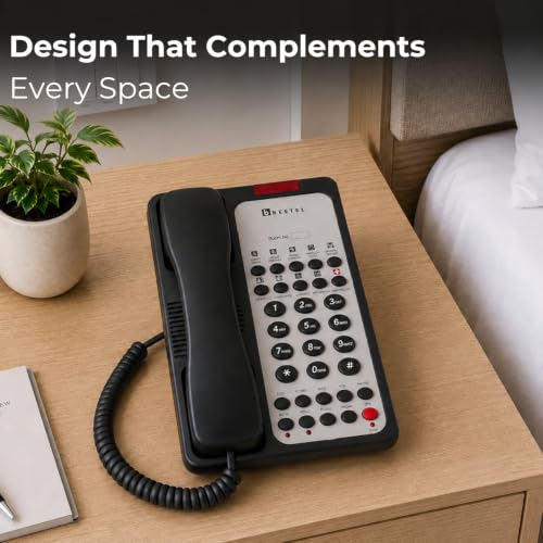 Image of Beetel H95 Hotel Landline Phone,Two way Speaker phone,In use,Ringer & Hold LED,10 Programmable Guest Keys and Flash timing,SOS Function,Hearing Aid Function,Desktop /Wall Mountable,8 Speed Dial (Black)