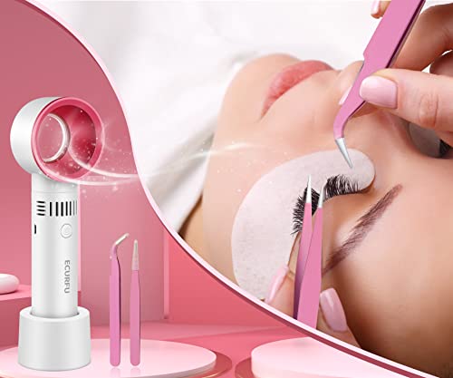 Eyelash Fan Dryer With Lash Tweezers, Portable Usb Rechargeable Bladeless Mini Fan Handheld Air Conditioning Blower Cooling Dryer For Essential Eyelash Extension Lash Supplies (White) #TOP5