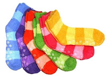 Different Touch 6 Pairs Pack Kids Girls Cozy Fuzzy Soft Anti Skid Slipper Socks2