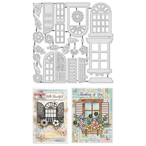 UNICRAFTALE 26Pcs Dies de Découpe Fenêtre Fleur pour Cartes Fenêtre Archée à Lattes Métal Die...