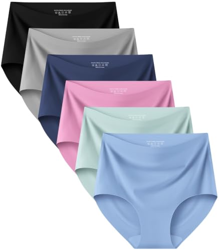 Image of Kalapa Seamless Womens Underwear High Waisted No Show Briefs Silky Stretch Breathable Full Coverage Ladies Panties Multi Pack