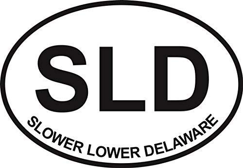 Vinyl Overlays 720 Slower Lower Delaware Euro Oval Bumper Sticker 5" #TOP17