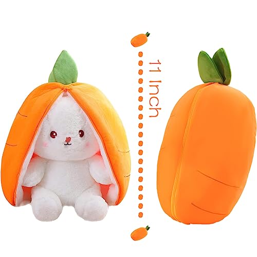SZYATOOS Soft Lovely Bunny Plush Toys, Reversible Bunny Stuffed Animal Plushie Pillow, for Kids (Carrot Orange, 11 Inch)
