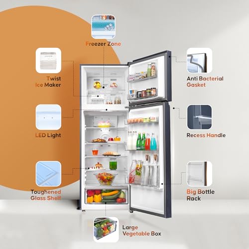 Image of Haier 358L 3 Star Frost Free Top Mount Double Door Refrigerator | Convertible 10-in-1 | Digital Display Panel | Triple Inverter | Twist Ice Maker (2025 Model, HRF-4083BLGK-P, Graphite Black)