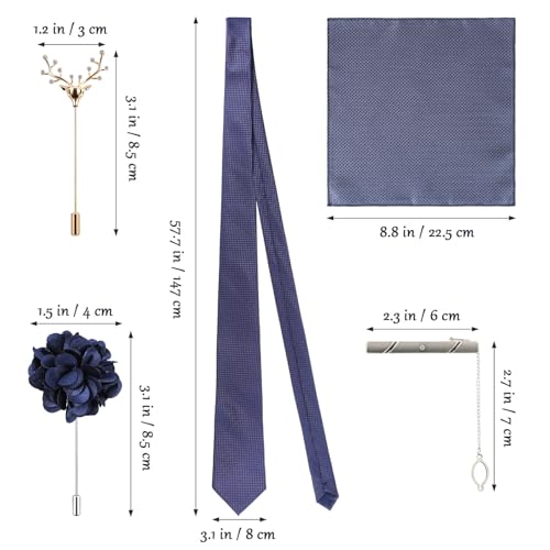 Set de corbata y pañuelo para hombre con broche y pin miniatura 2