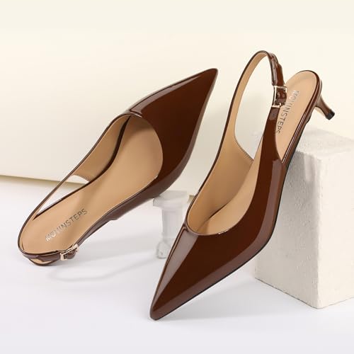 MOVINSTEPS Women's Slingback Kitten Heels Comfortable Pointed Closed Toe Low Heel Pumps Bridal Business Office Evening Dress Heels Shoes 1.5 Inch3