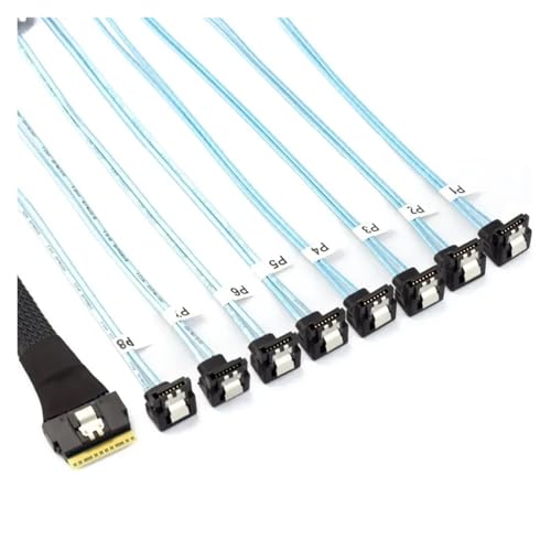 Cable de conversión PCI-E Slimline S/AS SFF-8654 a 8x SATA 0.5m miniatura 2