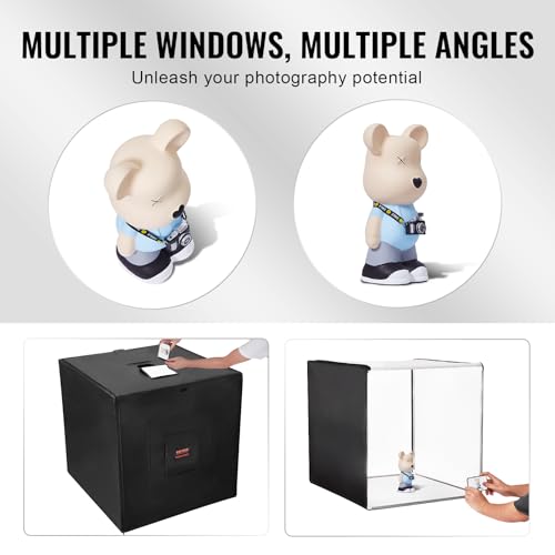 VEVOR Photo Studio Light Box, 32" x 32", 5600K Professional Photo Shooting Tent Kit with 210 LED Lights 5 Backdrops Power Adapter Soft Light Cloth Corner Pieces, High CRI ≥ 95 for Product Photography by VEVOR - Image 3