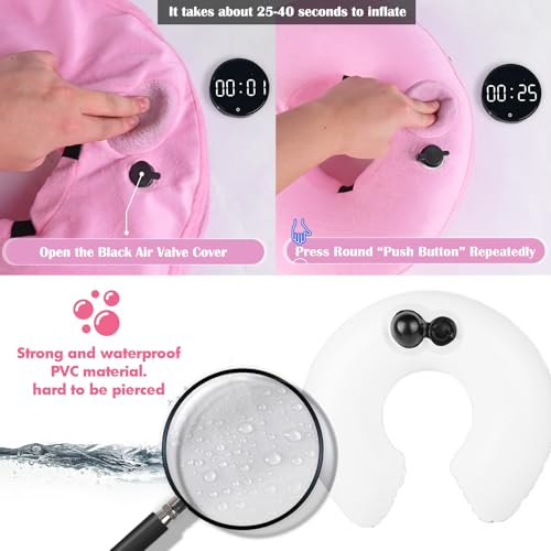 Image of Inflatable Dog Cone Collar for Medium Large Dogs and Cats, Self-Inflating Soft Adjustable Blow up Donut Dog E-Collar for Post-Surgical Recovery