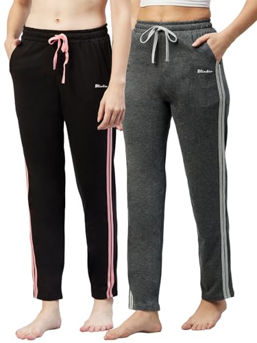 Image of BLINKIN Women Cotton Stribed Casual Style Pyjamas|Lowers With 2 Side Pockets : Ideal For Night Wear & Comfort Wear - The Ultimate Relaxed Fit Track Pants (Combo-608)