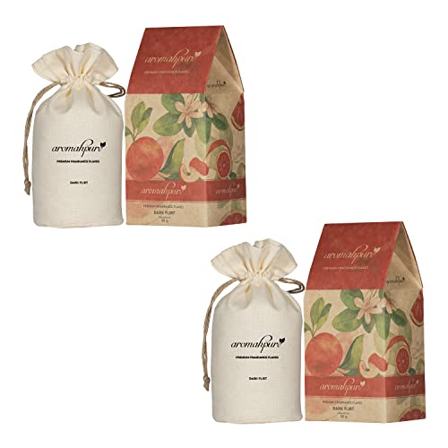 Image of Aromahpure Premium Car Perfume Flakes-Dark Flirt-�Refreshing' Luxury Car Air Freshener made Organically with Essential Oil, Grains, and Flakes -50Gms, Last Upto 30 days (Pack of 2), IFRA certified
