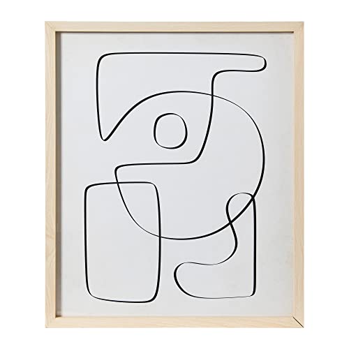 Creative Co-Op Abstract Line Drawings With Solid Wood Frame And Glass Cover, Set Of 2 Wall Art, Multi #TOP3