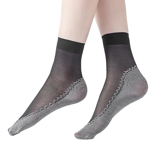 Pack de 10 calcetines de nailon para mujer y medias altas hasta el tobillo, calcetines gruesos de invierno para hombre (BK3, talla única)