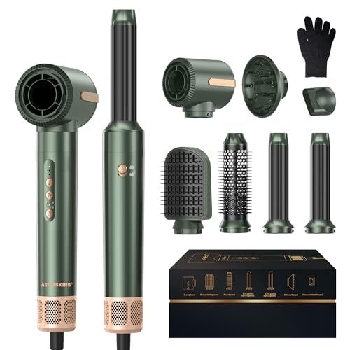 7 In 1 Airstyler Pro, Atopskins Hairstyler Warmluftbürste Set, 11,0000 Rpm Föhn mit Diffusor, Rundbürstenföhn,Glätteisen...