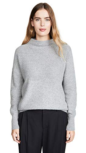Vince Women's Funnel Neck Cashmere Pullover, Medium Heather Grey, X-Large
