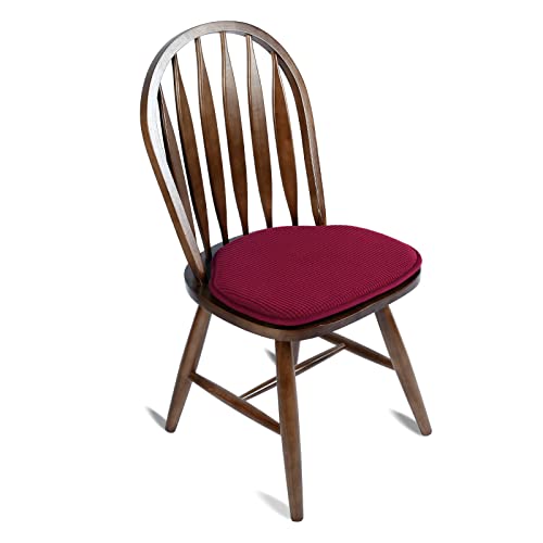 Shinnwa Red Dining Chair Pads For Dining Chairs Non Slip Windsor Chair Cushions Farmhouse Seat Cushion For Kitchen Chairs With Foam Padding And Textured Cover Burgundy 2 Pack (17.5 X 15.5 Inches) #TOP1