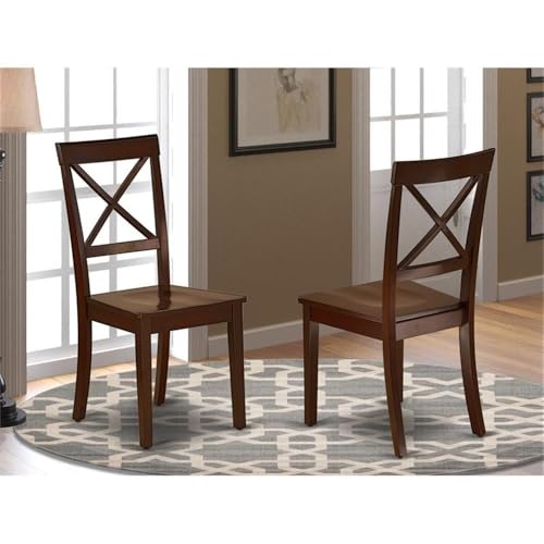 East West Furniture BOC-MAH-W Boston Dining Chairs - Cross Back Wood Seat Kitchen Chairs, Set of 2, Mahogany - Thumbnail 2
