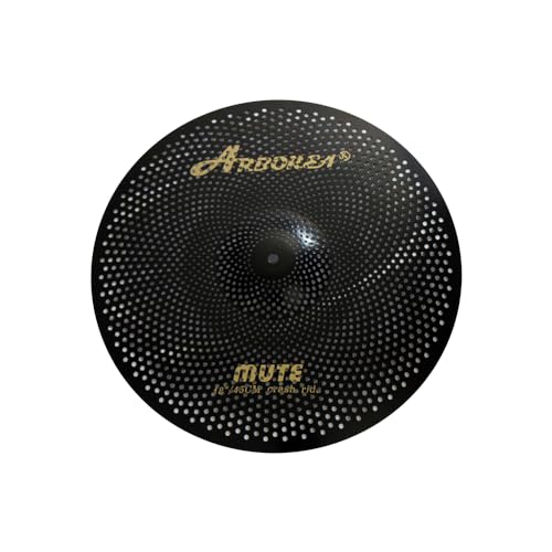Arborea Low Volume Cymbal Pack 8pcs Black Quiet Practice Cymbals for Drums Set 10"/12"Splash/14"Hihats/16"Crash/18"Crash/20"Ride/18"China Silent Cymbal with Cymbal Bag