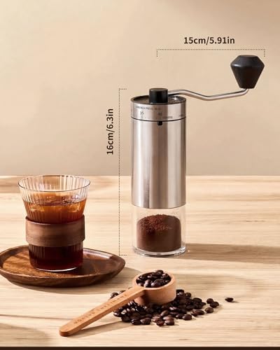 Manual Coffee Grinder with 40 Adjustable Grind Settings With Ceramic Conical Burr,Handheld Grinder with Handle Crank, Portable Hand Coffee Mill with 35g Capacity,Espresso,Pour Over,French Press - 3