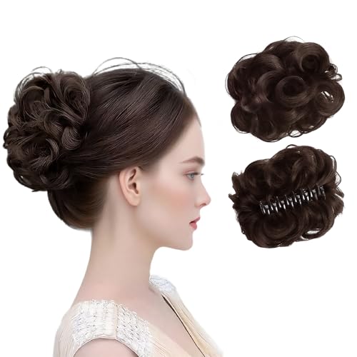 OYIWINMI Parrucca per capelli veri, fermaglio per capelli con fermaglio per capelli da donna (marrone chiaro)