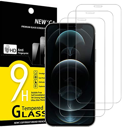 NEW'C 3 Pack Designed for iPhone 12 Pro Max Screen Protector (6.7"), Enhanced Tempered Glass Protection, Case Friendly Scratch Resistant, Bubble-Free, Ultra Resistant