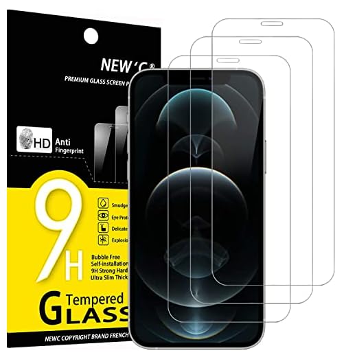 NEW'C 3-pack skärmskydd med IPhone 12 Pro Max (6.7"), – Härdat glas HD klar 9H hårdhet bubbelfritt