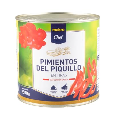 Pimientos del Piquillo y Rojo Chef – Versatilidad y Sabor Mediterráneo para tus Recetas (3 LATAS, Piquillo en tiras categoría extra lata 1900 gne (2500 g))