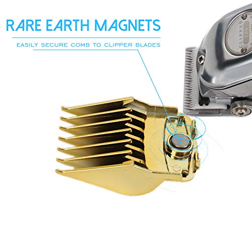 Professional Hair Clipper Guards Guides Hair Cutting Guides #3170-400- 1/8” To 1 Fits For All Wahl Clippers (Gold Magnetic 10 Pcs) #TOP1