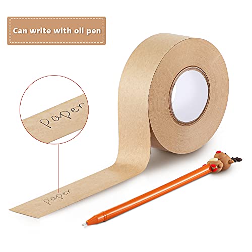 2 Rouleaux Ruban en Papier Kraft Gommé Renforcé 328 Feet au Total Ruban Activé à l'Eau 1,5 Pouces de Largeur pour Emballage en Fibre de Verre Marron, 38 mm de Largeur x 54 Yard de Longueur