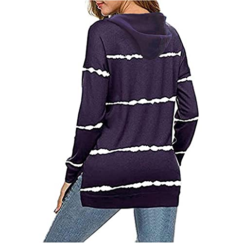 Innoviera Graphic Hoodies For Teens,Women's Casual Stripe Print Stitching Hooded Long Sleeve Zipper Sweater Jacket #TOP2