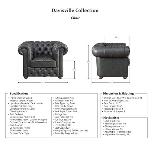 Lexicon Davisville Living Room Chair, Gray #TOP4