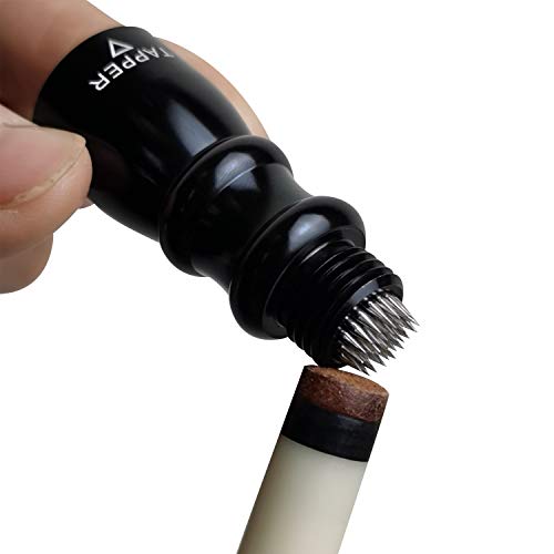 BALIKEN 3-in-1 Pool Cue Tip Shaper and Pool Cue Scuffer, Aerator, and Joint Protector, Billard Cue Accessories (3-in-1, Black)