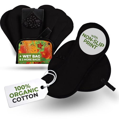 Image of Non-Slip Premium Organic Cotton Reusable Panty Liners (Medium, 7 Pack)