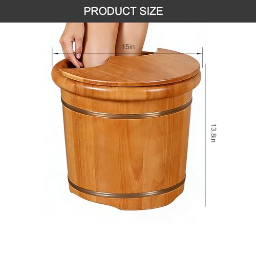 Cubeta de baño para pies de madera natural con tapa miniatura 5