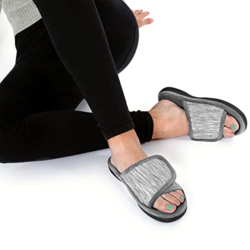 Rockdove Women's Adjustable Wrap Memory Foam Slide Slipper, Size 9-10 Us Women, Grey #TOP5