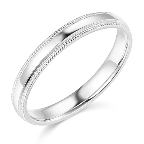 14k Yellow OR White Gold 3mm Plain Milgrain Wedding Band - Main Image