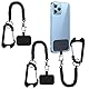 RRICHH 2 Stück Universal-Handyriemen, Diebstahlsicherung mit Karabiner, Federband, mit 2 Patches, kompatibel mit iPhone/Samsung/Huawei (schwarz), Kunstfaser