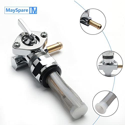 Mayspare Gas Tank Fuel Valve Petcock Switch Compatible With Harley Sportster Big Twin And Custom Tanks 1975-2006, 22Mm Petcock Fuel Valve Left Spigot #TOP2