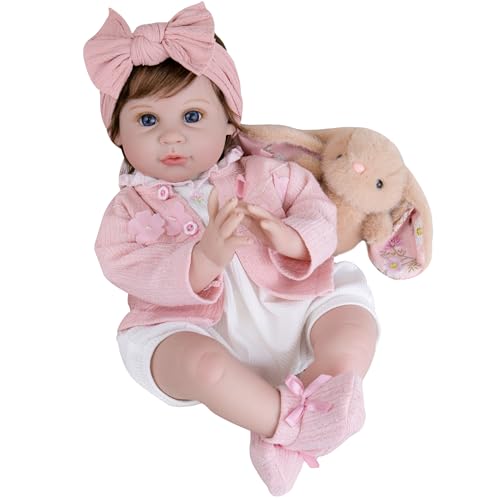 Image of Milidool Reborn Baby Doll 22 Inch Lifelike Realistic Girl Baby Doll with Teddy Bear Set for Girls Children