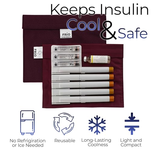 Image of FRIO Extra Large Insulin Cooler Travel Case Burgundy | 45+ Hours Insulin Cooling, No Icepacks Needed | Holds 8 Insulin Pens or Vials | Diabetes Travel Case, UK Made, Portable Daily Insulin Storage