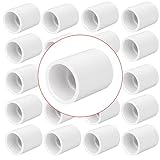 20 Pack 3/4' PVC Pipe Coupling Adapter Pipe Fittings (Socket x Socket) Contractor Pack Schedule 40 Heavy Duty 3/4 Inch PVC Slip Socket Connectors for DIY PVC Shelf Garden Support Structure, White