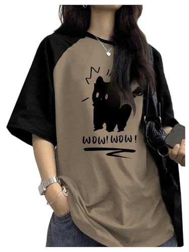 SOLY HUX Women's Cute Graphic T Shirts Preppy Baggy Tees Raglan S...