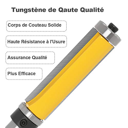 Gasea Fräser, 8 mm, Schaft aus Wolframcarbid, C3 zum Kopieren, oben und unten, Kugellager, Holzmesser, gelb, 25 mm