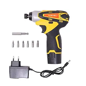MAF PRO CIDLI1270 12V Li-ion Reversible Variable Speed Cordless Screwdriver/Impact Drill Driver with 6 Screwdriver Bits & 1 Bit Holder, Yellow