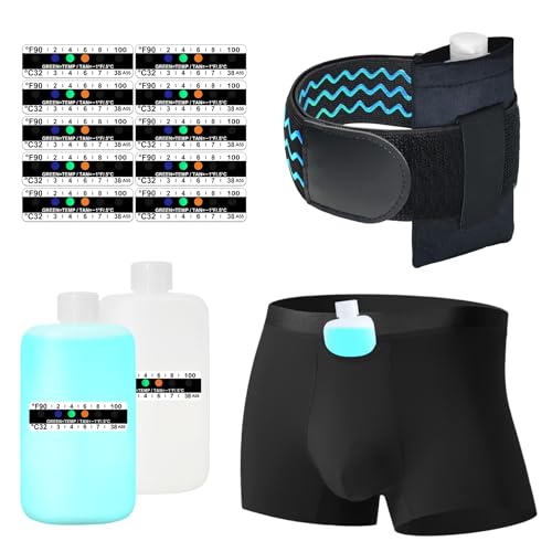Urine Test Complete Kit - 2 Urine Empty Bottles of 3.5 oz Each, 1 Hi-Stretch Hidden Leg Strap, 10 Temperature Test Strips and 1 Storage Pouch, 1 Lining Pocket Boxer Brief for Travel Testing (M)
