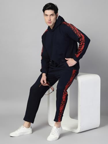 Image of Rigo Cotton Fleece Full Sleeves Oversized Co-ord Set for Men | Printed Hooded Track Suit Set for Men