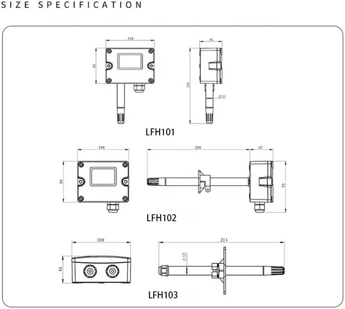Digital Tester LCD Digital Screen Humdity Transducer 4-20mA Output Temperature and Humidity Transmitter Sensor (Color : Ducted Type)