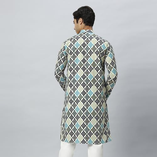 Image of GLOBALRANG Men's Cotton Regular Festive Printed Long Kurta
