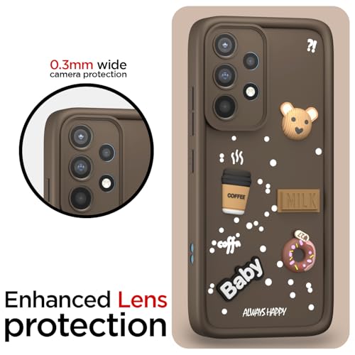 Image of Pikkme Back Cover for Samsung Galaxy A52 / A52s 5G | Cute Fun Cartoon 3D Bear Silicone Full Body Protection Bumper Case (Brown)